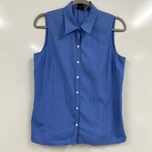 Gap Women’s Medium Blue Sleeveless Button Down Shirt Classic Minimalist Office